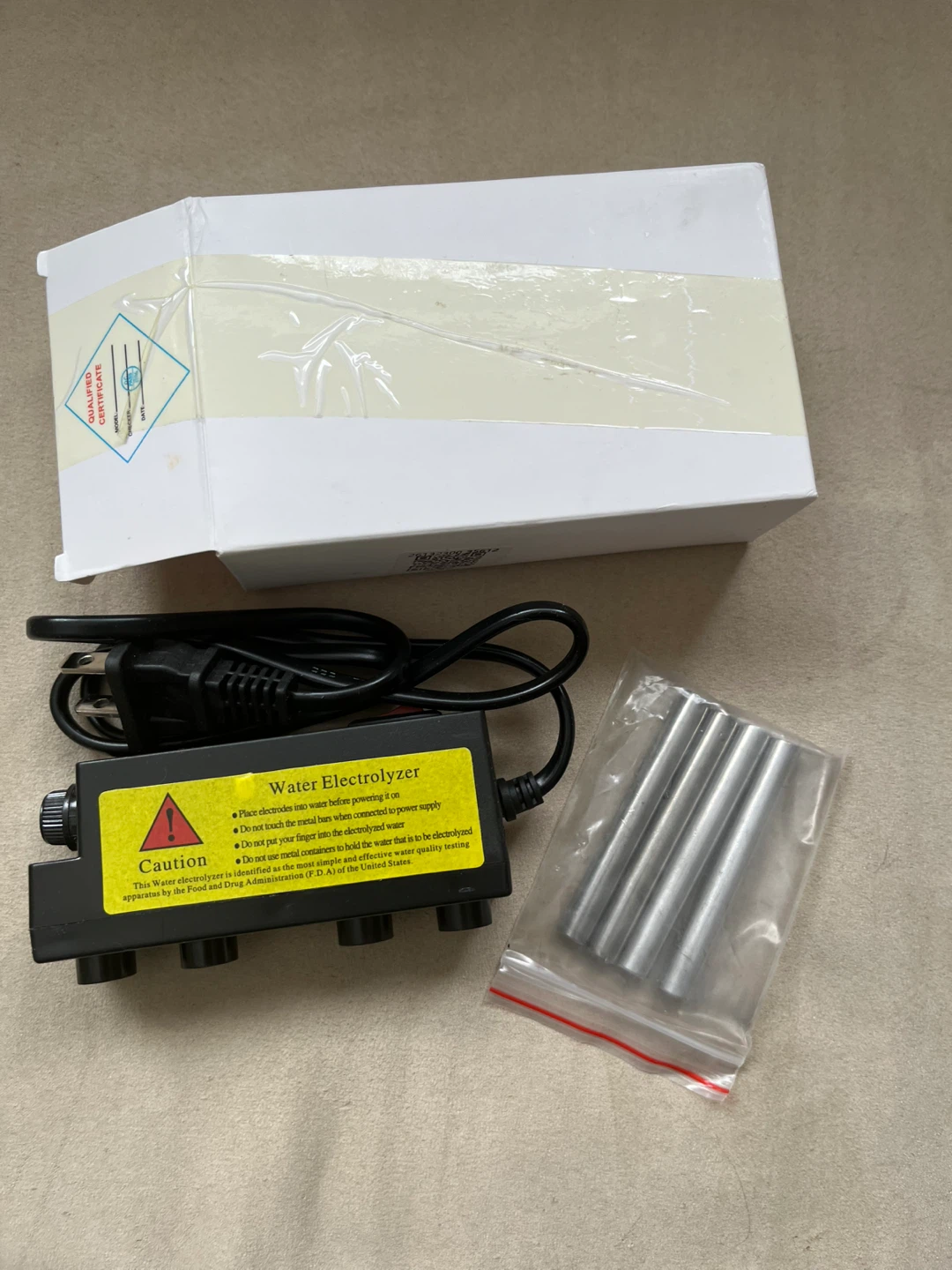 Water Electrolyzer with Electrodes