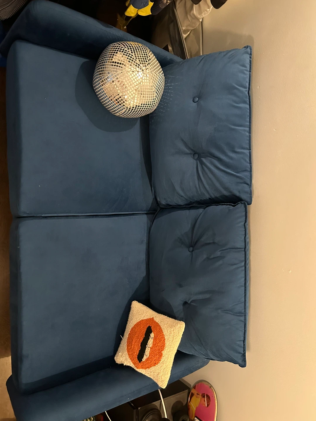 Blue Velvet Loveseat Sofa - photo 3
