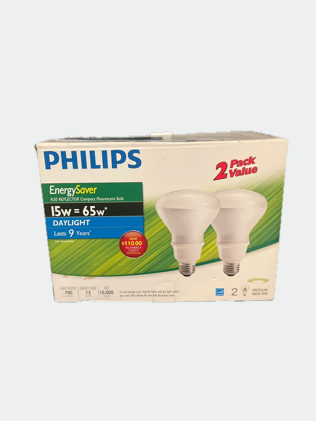 Philips EnergySaver R30 Compact Fluorescent Light Bulbs - 2 Pack