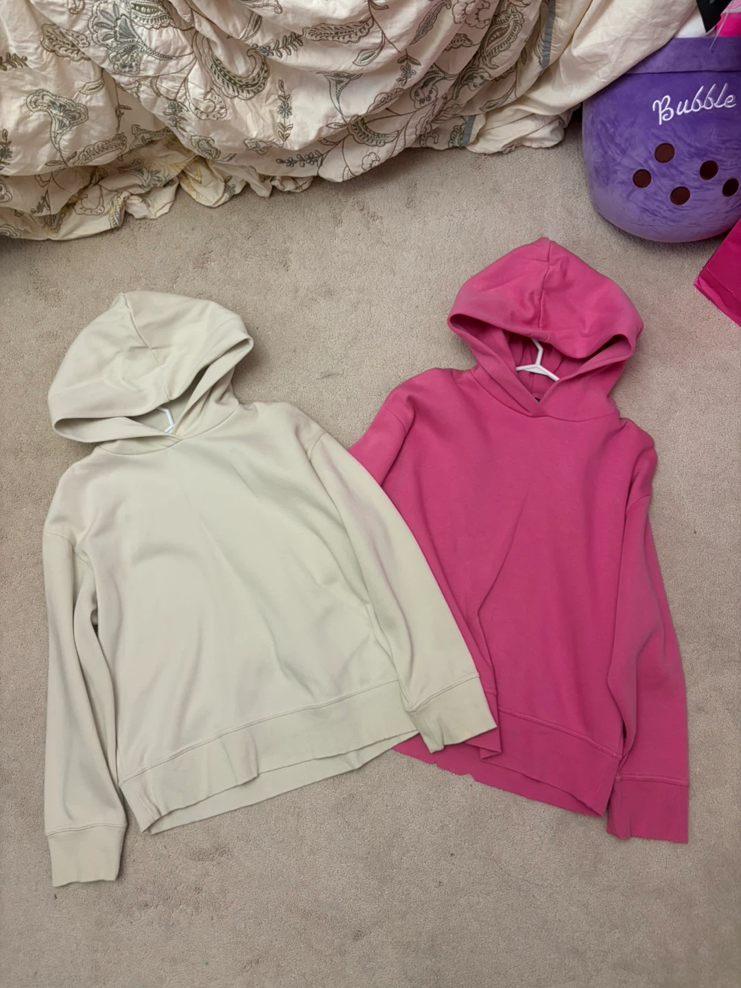 Two ZARA Hoodies (Cream & Pink)