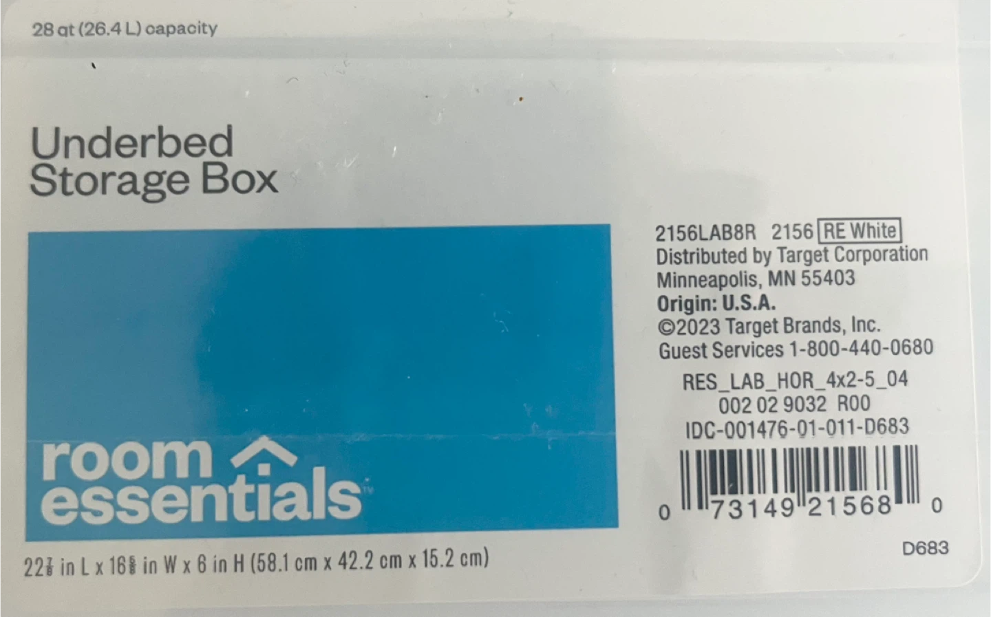 Room Essentials Underbed Storage Box 28 qt White - photo 3