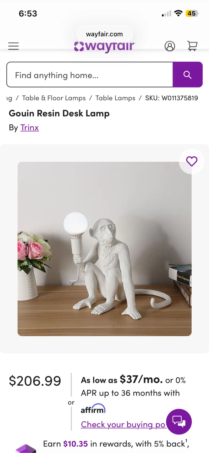 White Monkey Lamp - photo 4
