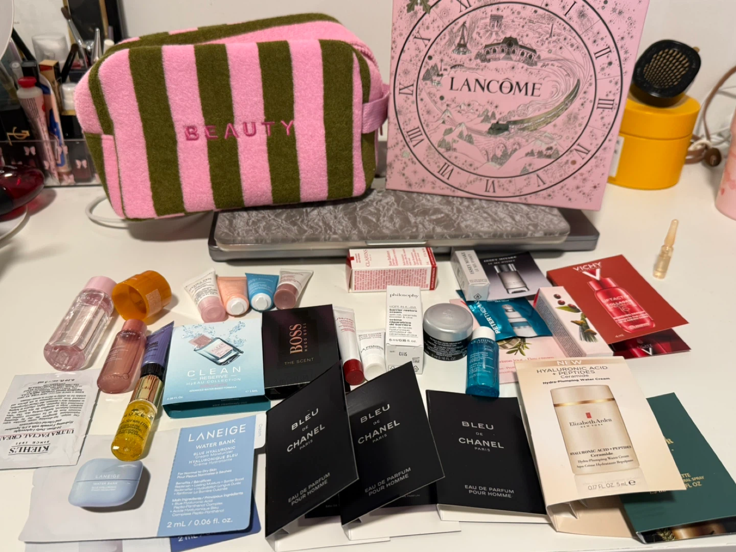 Assorted Luxury Beauty Samples & Makeup Bag