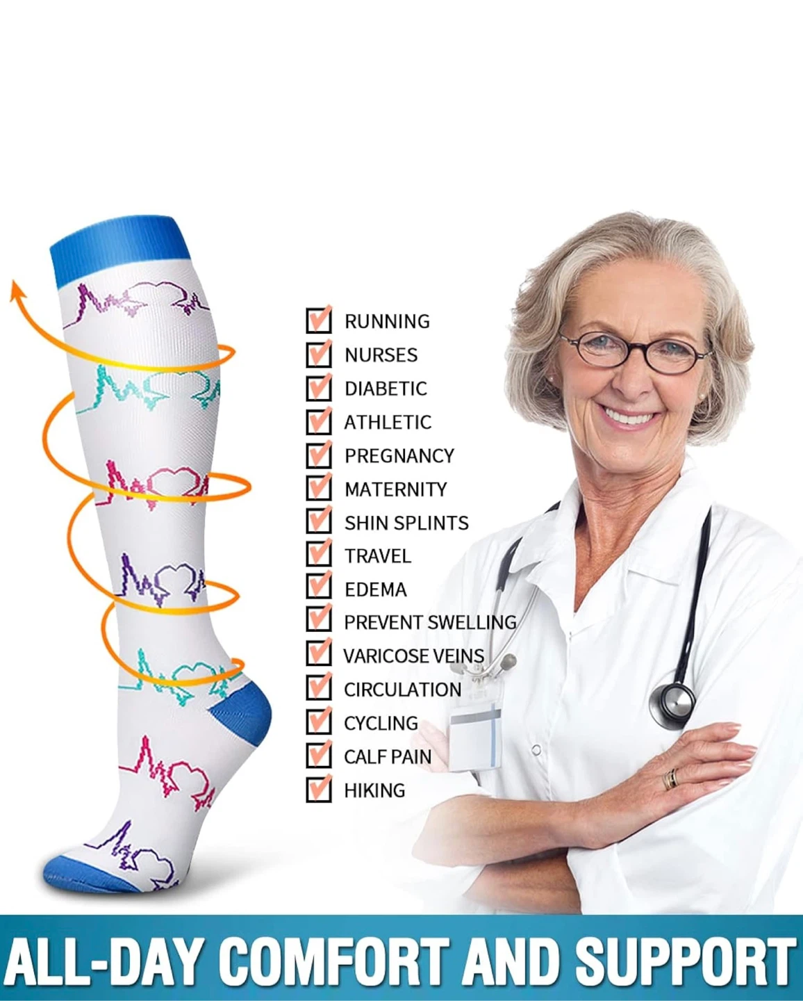 Graduated Compression Socks for Nurses & Healthcare