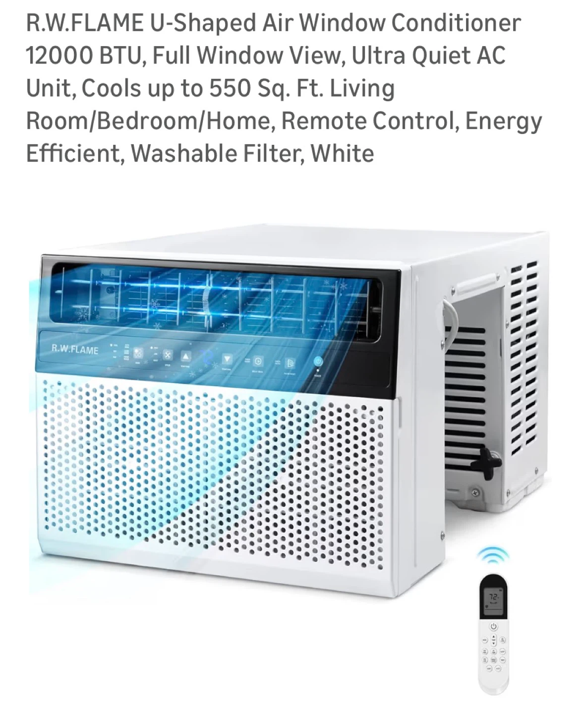 R.W.FLAME 12000 BTU U-Shaped Window Air Conditioner - White