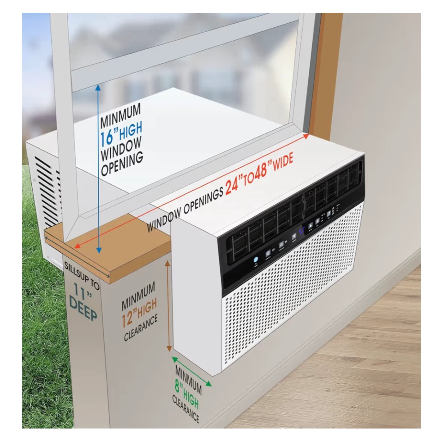 R.W.FLAME 12000 BTU U-Shaped Window Air Conditioner - White - photo 2