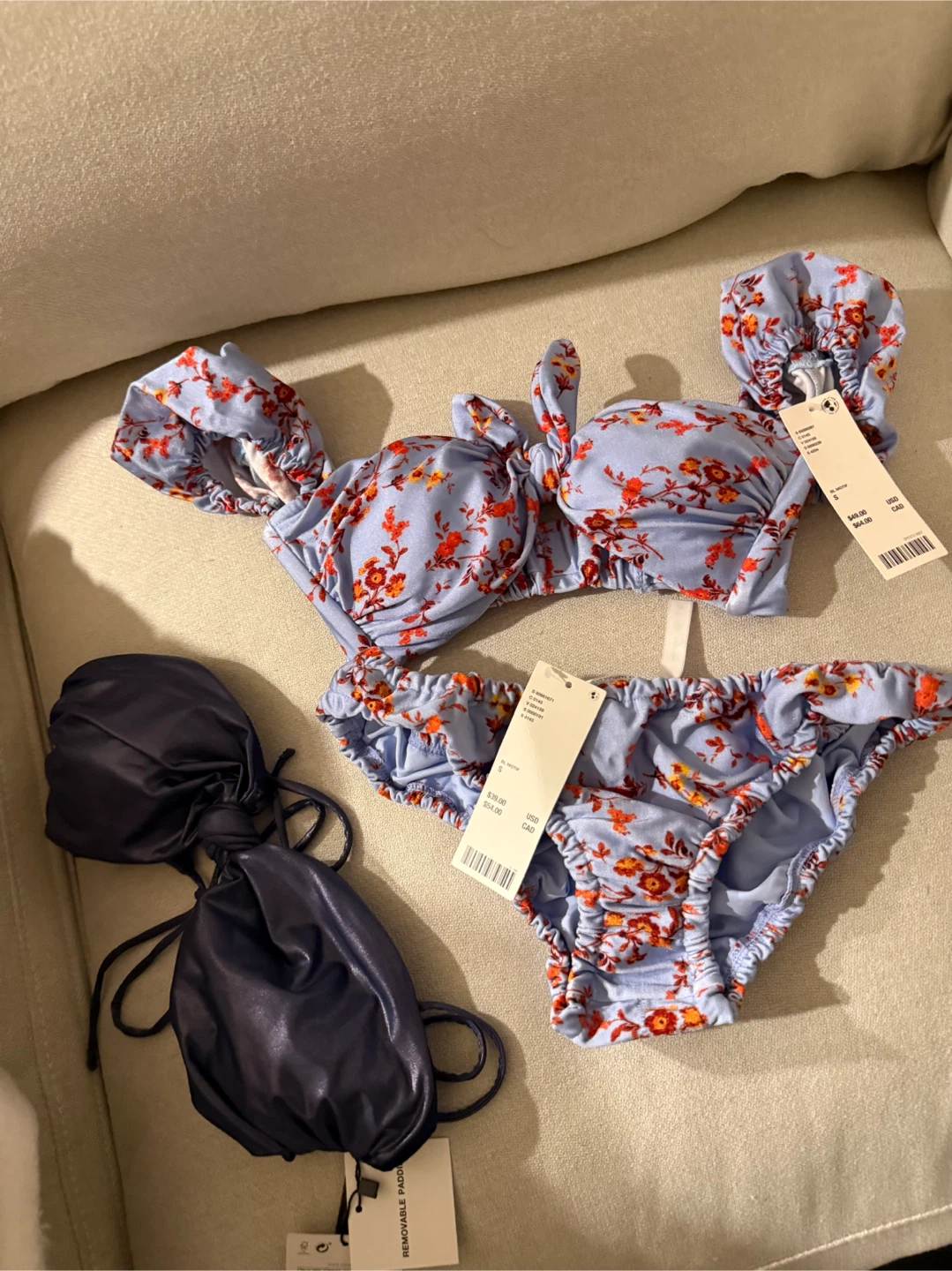 Super Cute Floral Bikini Set & Navy Swim Top