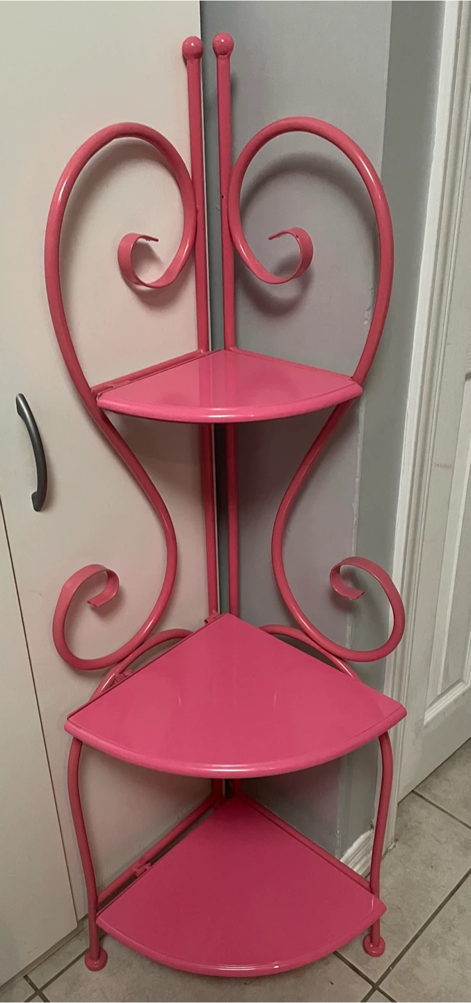 Pink Metal frame Corner Shelf Unit
