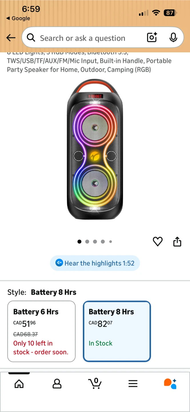 Portable Battery Speaker B20 with LED Lights