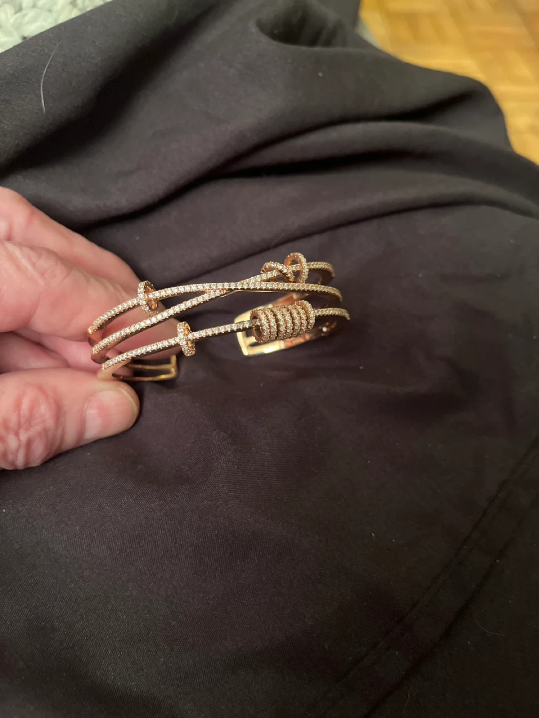 Gold Tone Bangle with Rhinestones - photo 2