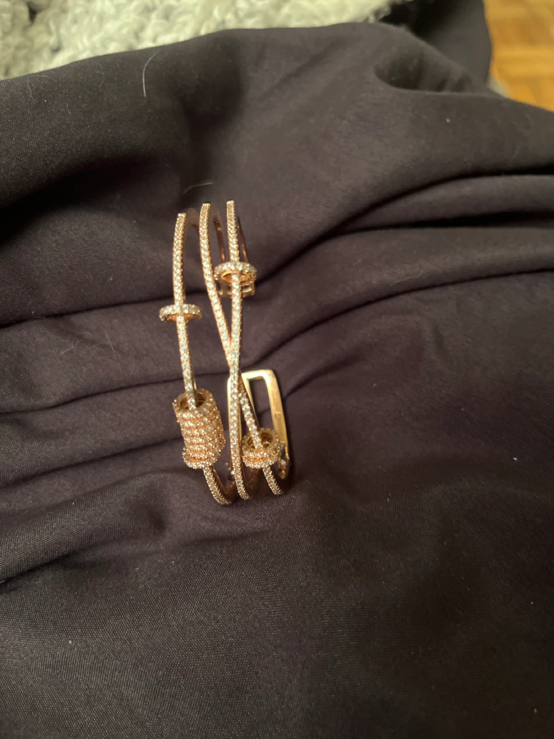 Gold Tone Bangle with Rhinestones