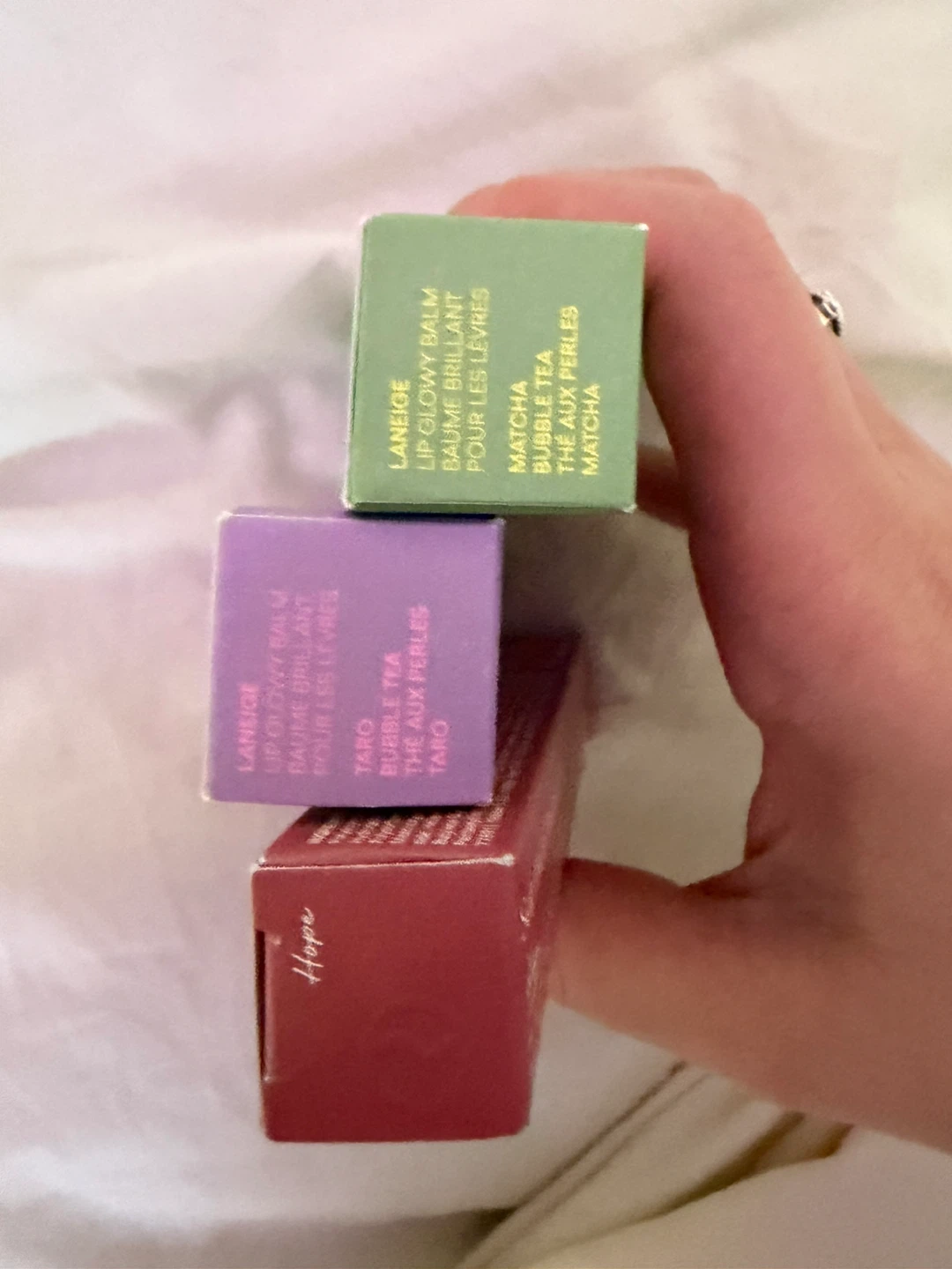 Laneige Lip Glowy Balm Set - Matcha, Taro Bubble Tea, Hope - photo 2