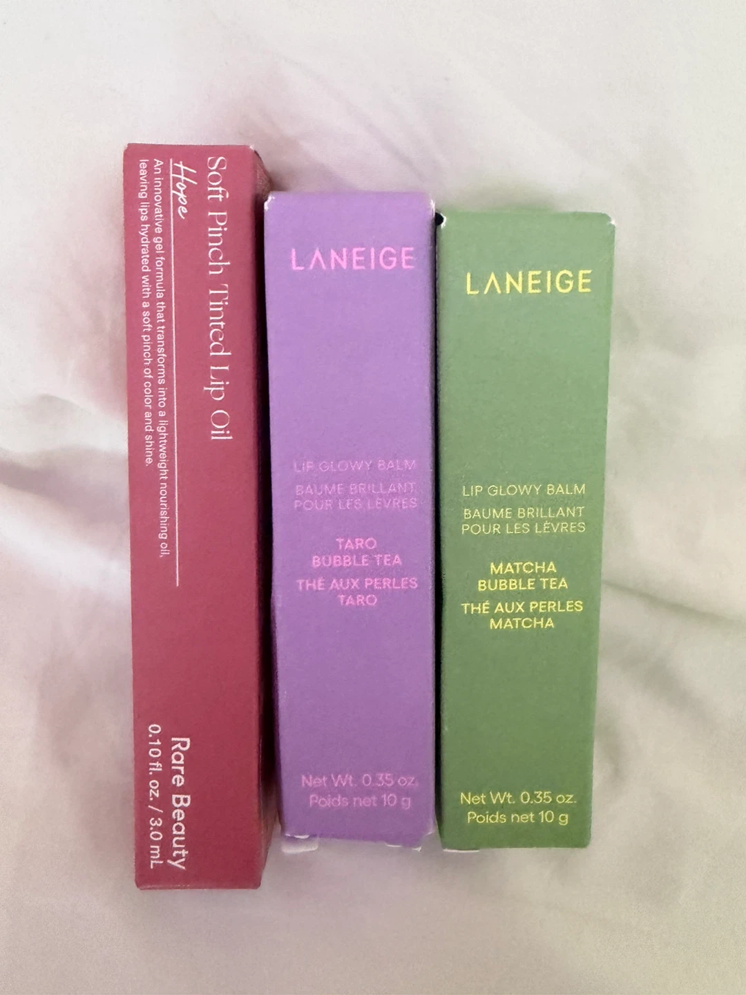 Laneige Lip Glowy Balm Set - Matcha, Taro Bubble Tea, Hope
