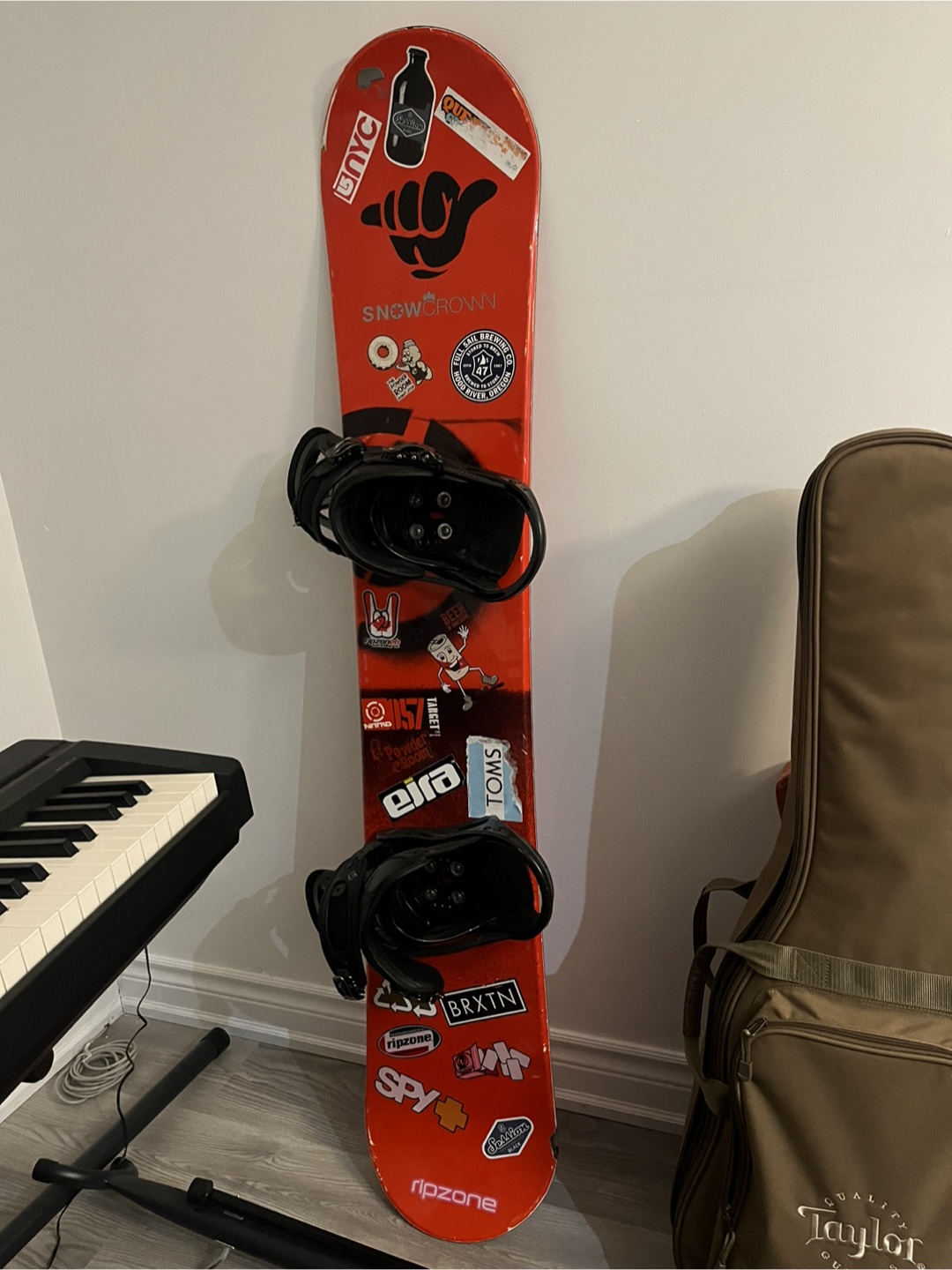 Snowboard with Burton Bindings