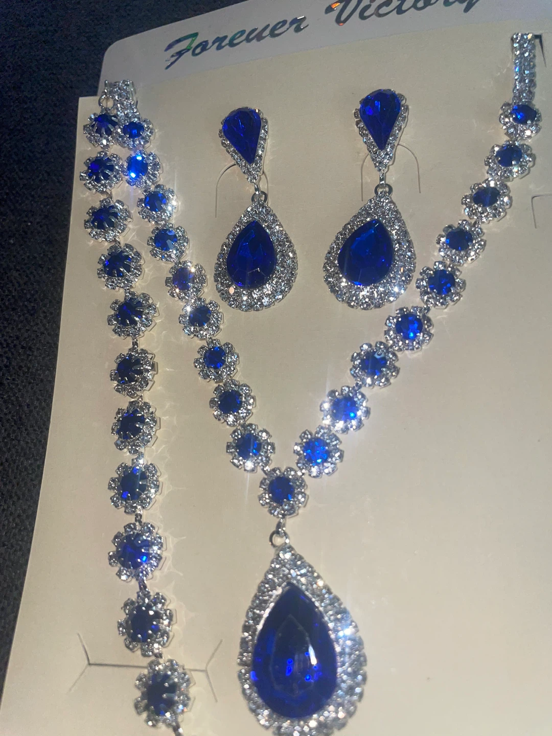 Rhinestone Necklace, Earrings, and Bracelet Set - photo 3