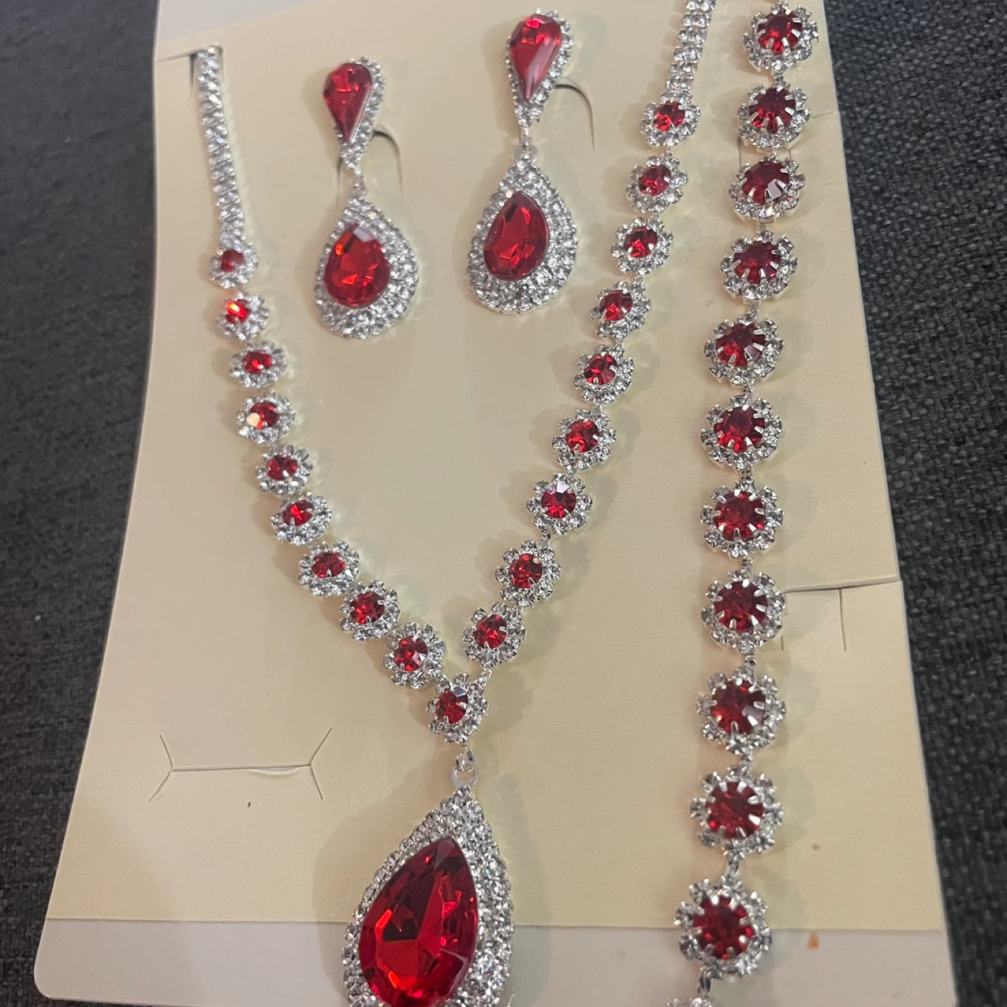 Rhinestone Necklace, Earrings, and Bracelet Set - photo 5