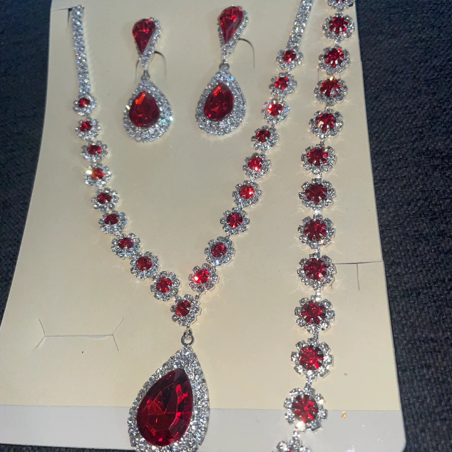 Rhinestone Necklace, Earrings, and Bracelet Set - photo 2