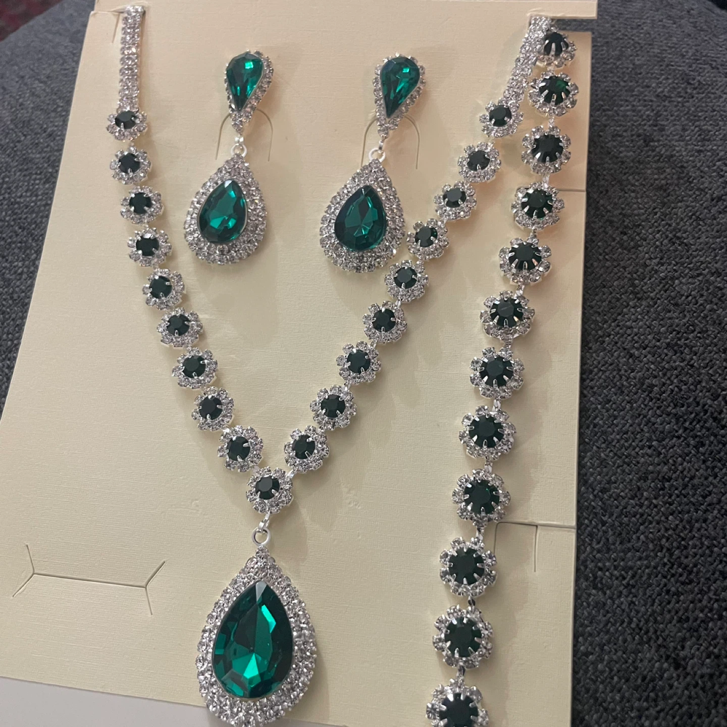 Rhinestone Necklace, Earrings, and Bracelet Set - photo 4