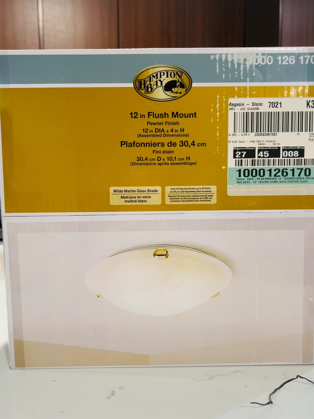 Hampton Bay 12 in Flush Mount Ceiling Light Fixture