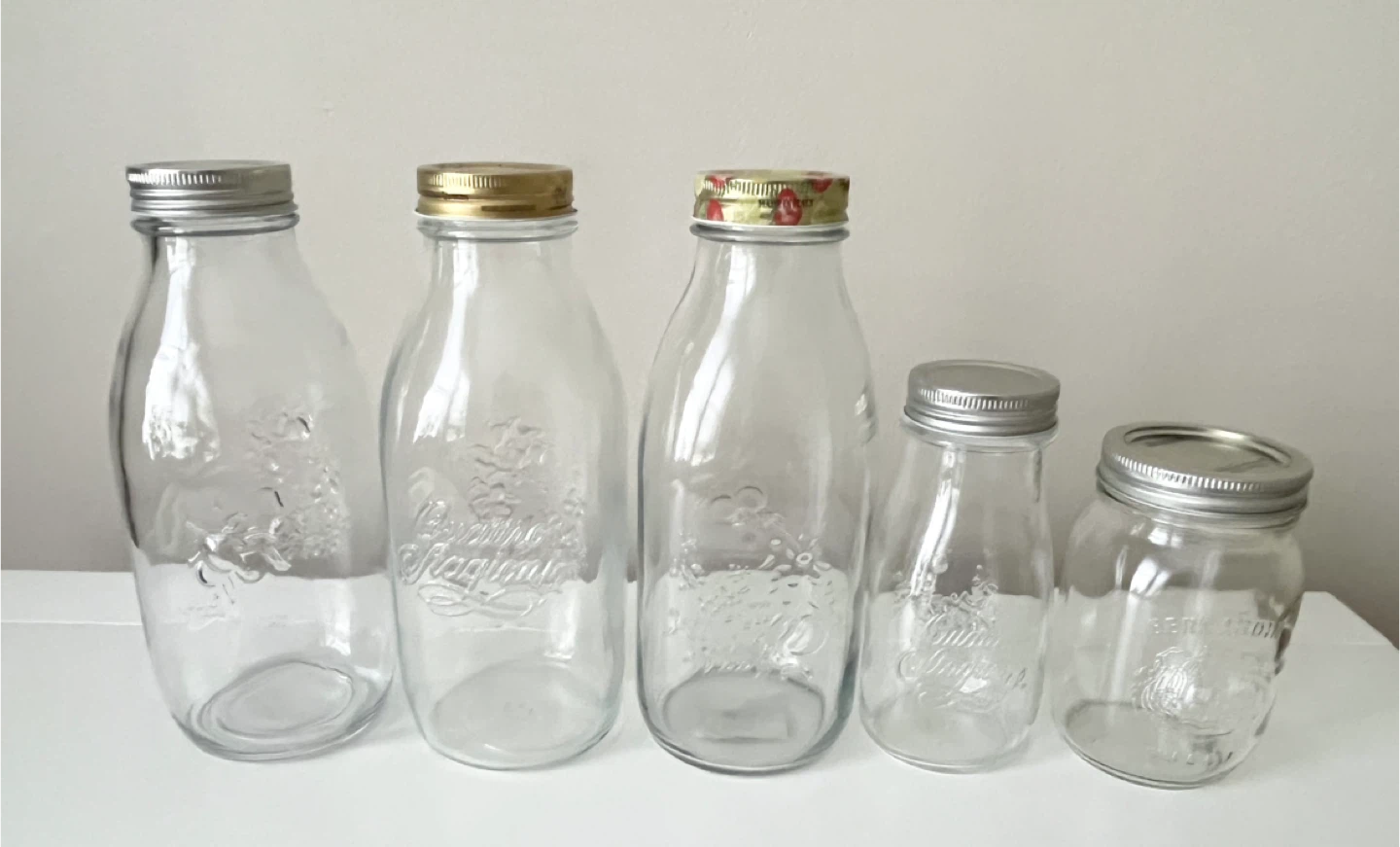 Set of 5 Glass Bottles and Jars