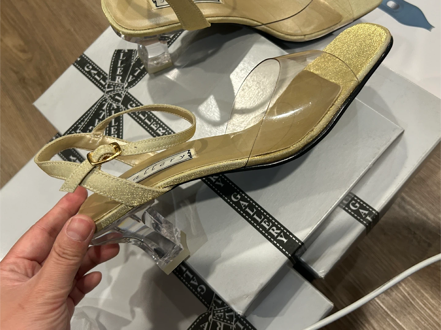 Gallery Women's Gold Clear Heel Sandals Size 7.5 - photo 2