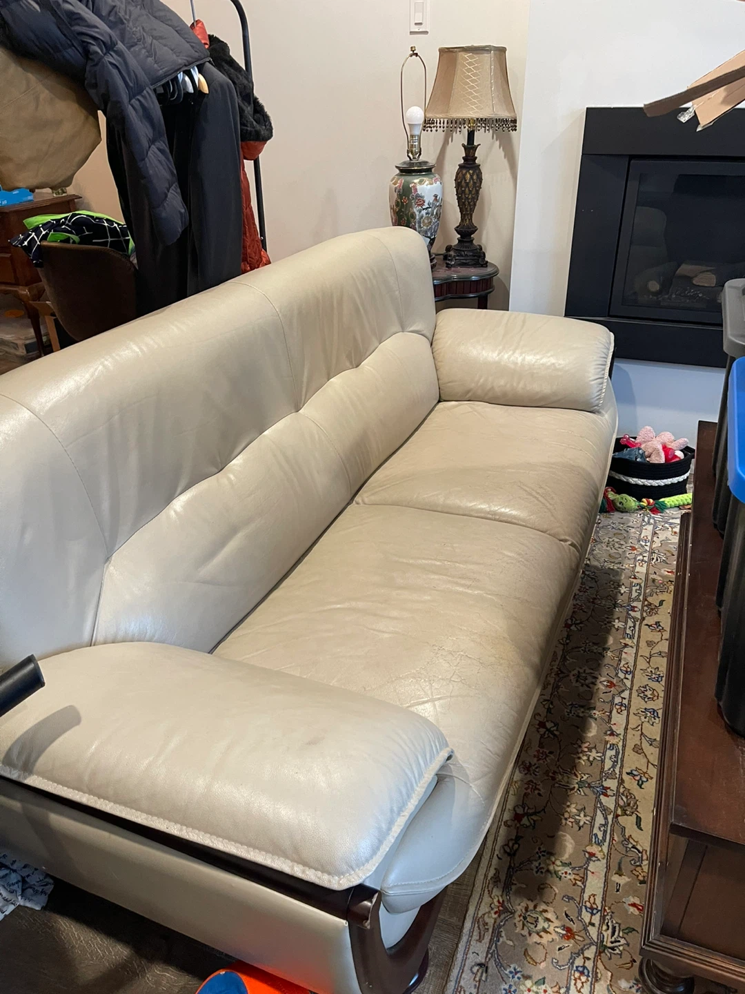 Cream Leather Sofa
