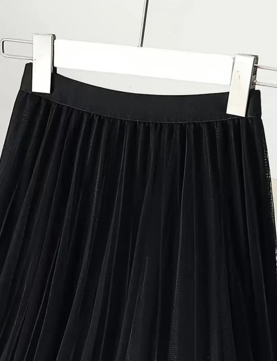 Black Pleated Tulle Skirt with Pearls - photo 2