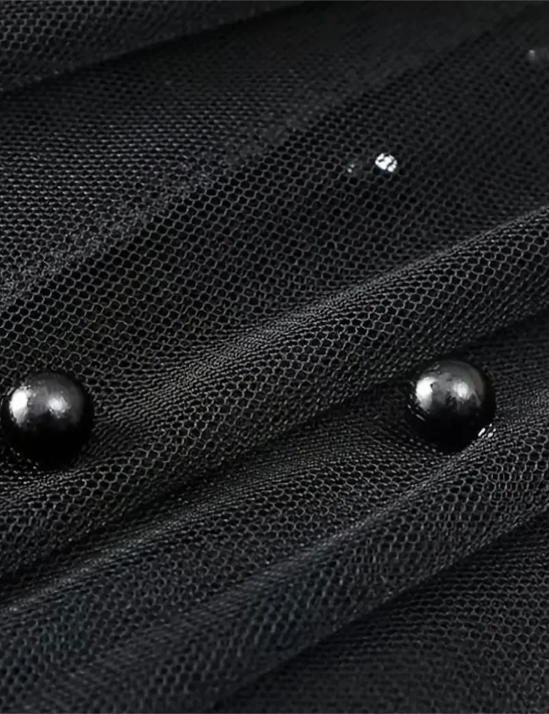 Black Pleated Tulle Skirt with Pearls - photo 5