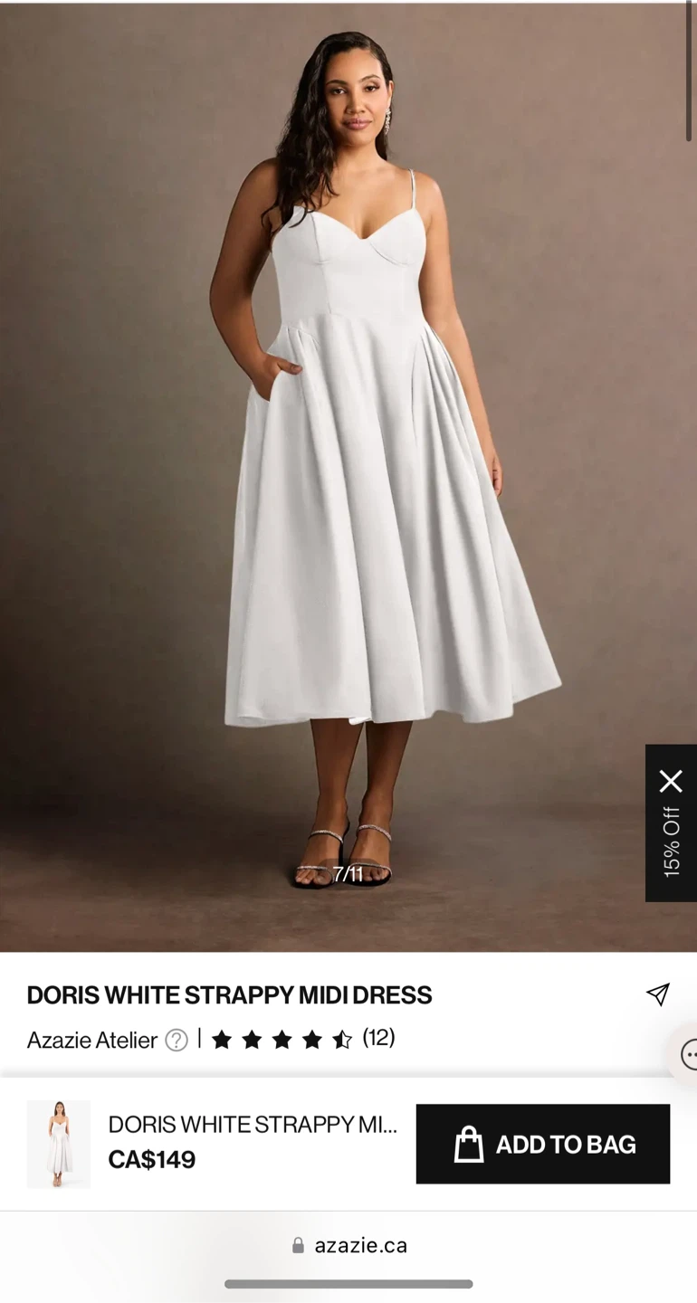 Azazie Doris White Strappy Midi Dress - photo 2