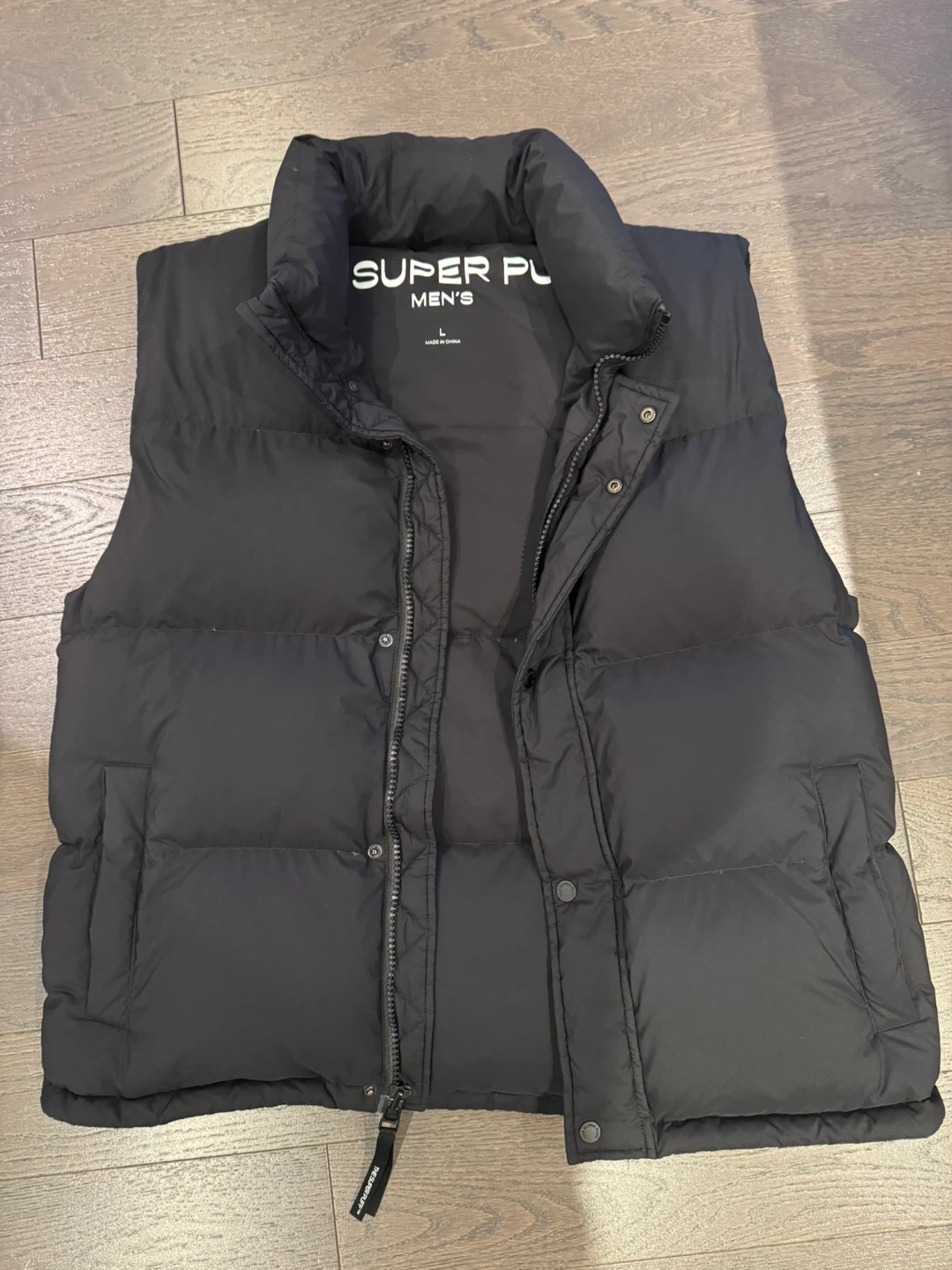 SUPER PU MEN'S Puffer Vest - Black, Size L