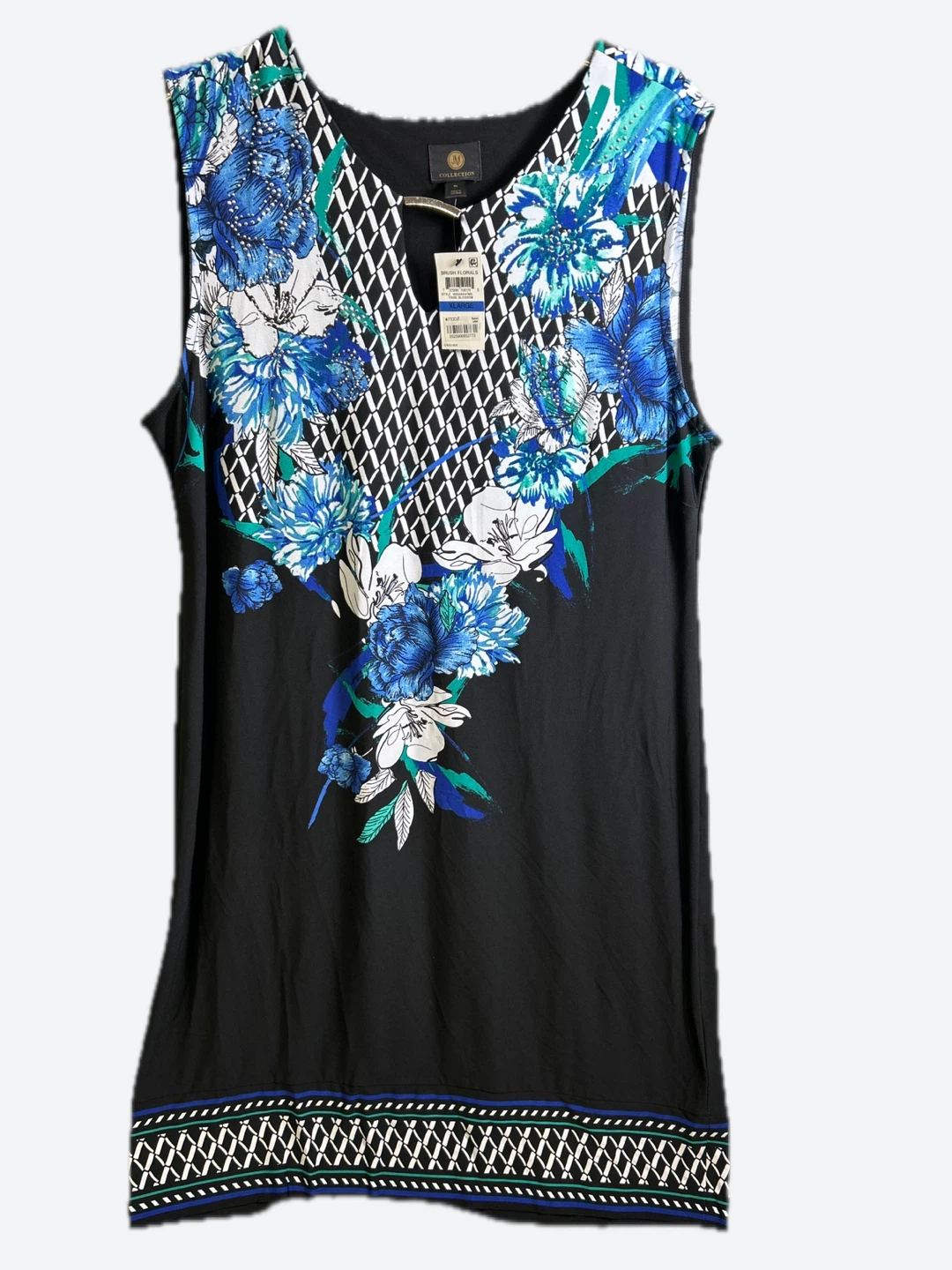 JM Collection Brush Florals Sleeveless Top XL