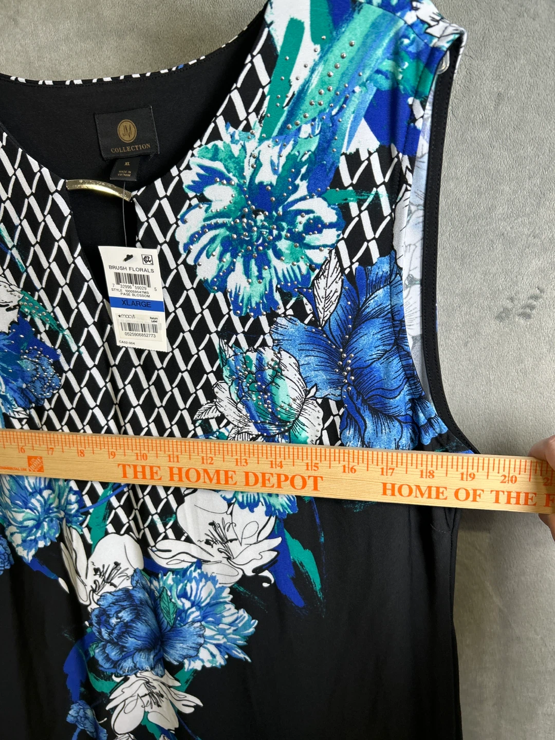 JM Collection Brush Florals Sleeveless Top XL - photo 4
