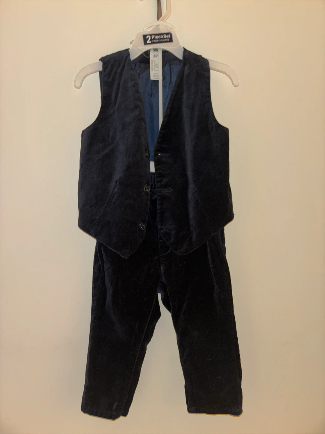H&M Kids Navy Velvet 2-Piece Suit Set - Size 2T