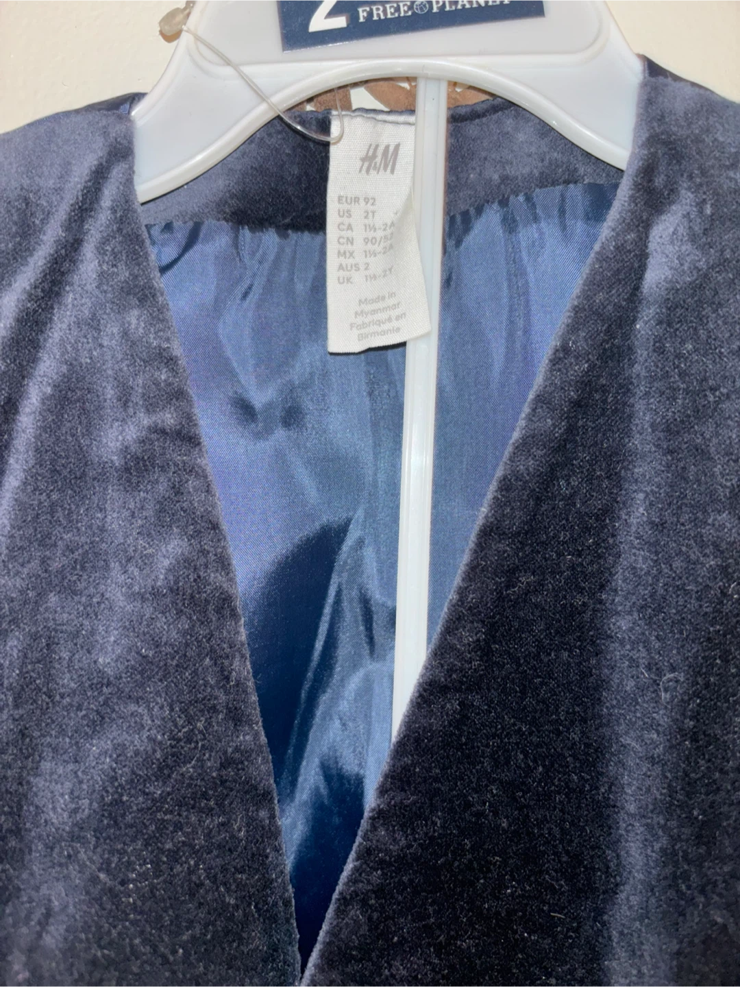 H&M Kids Navy Velvet 2-Piece Suit Set - Size 2T - photo 3