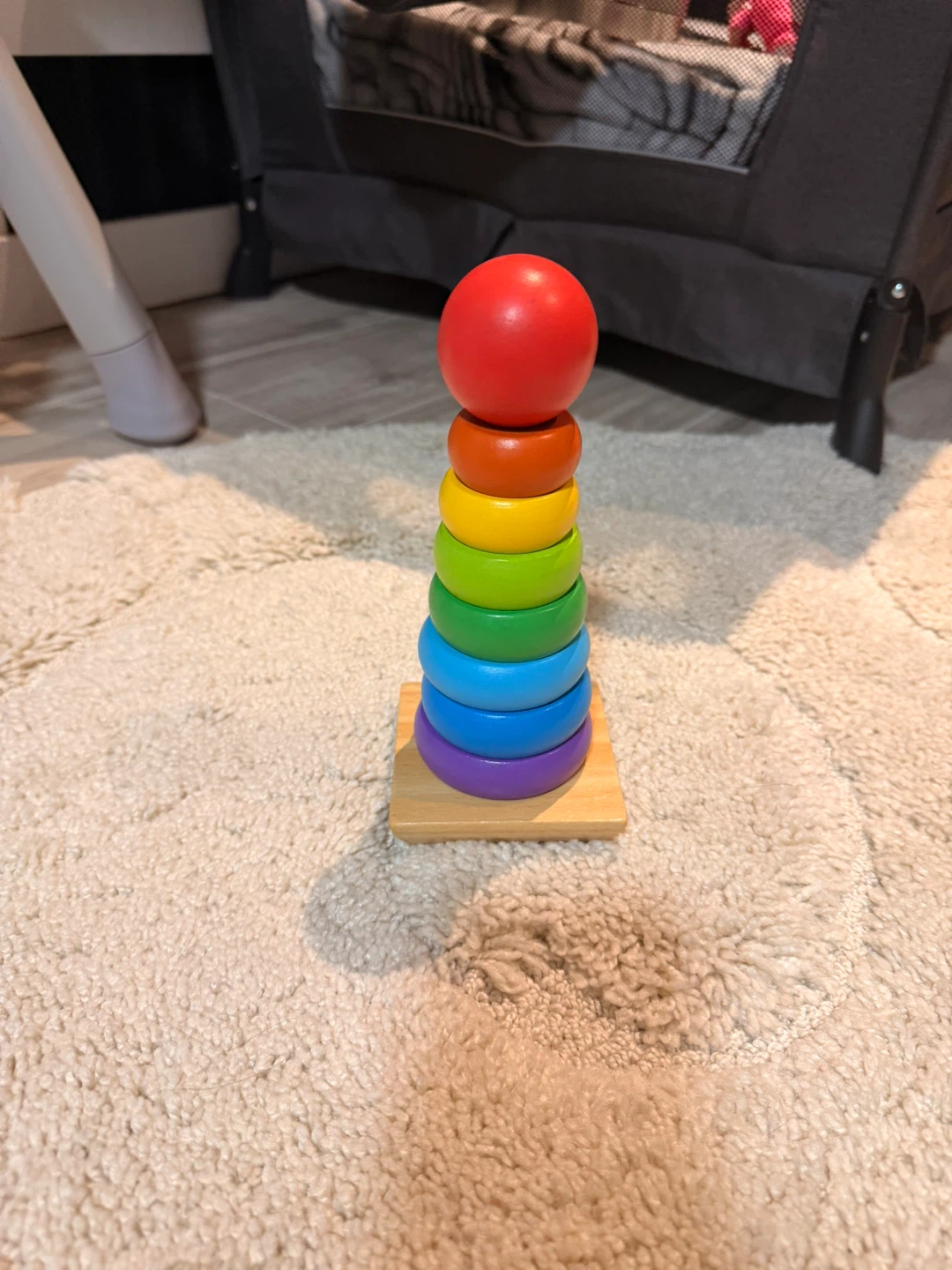 Wooden Rainbow Stacking Rings Toy