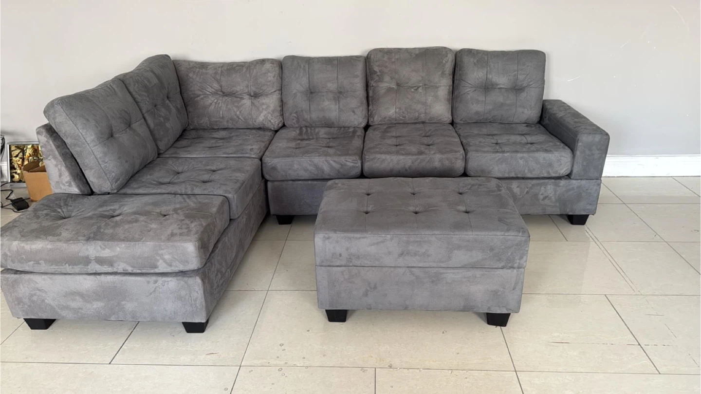 Grey Sectional Sofa with Ottomans! FREE DELIVERY 🚚 - photo 3