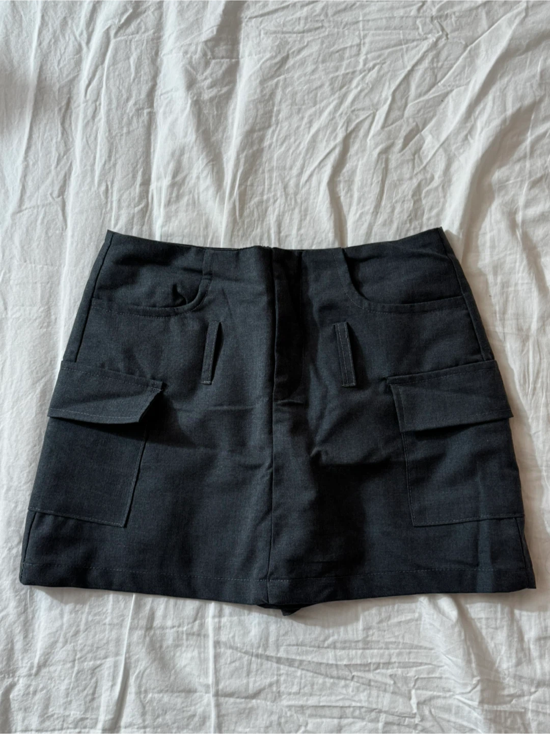 Grey Cargo Mini Skirt