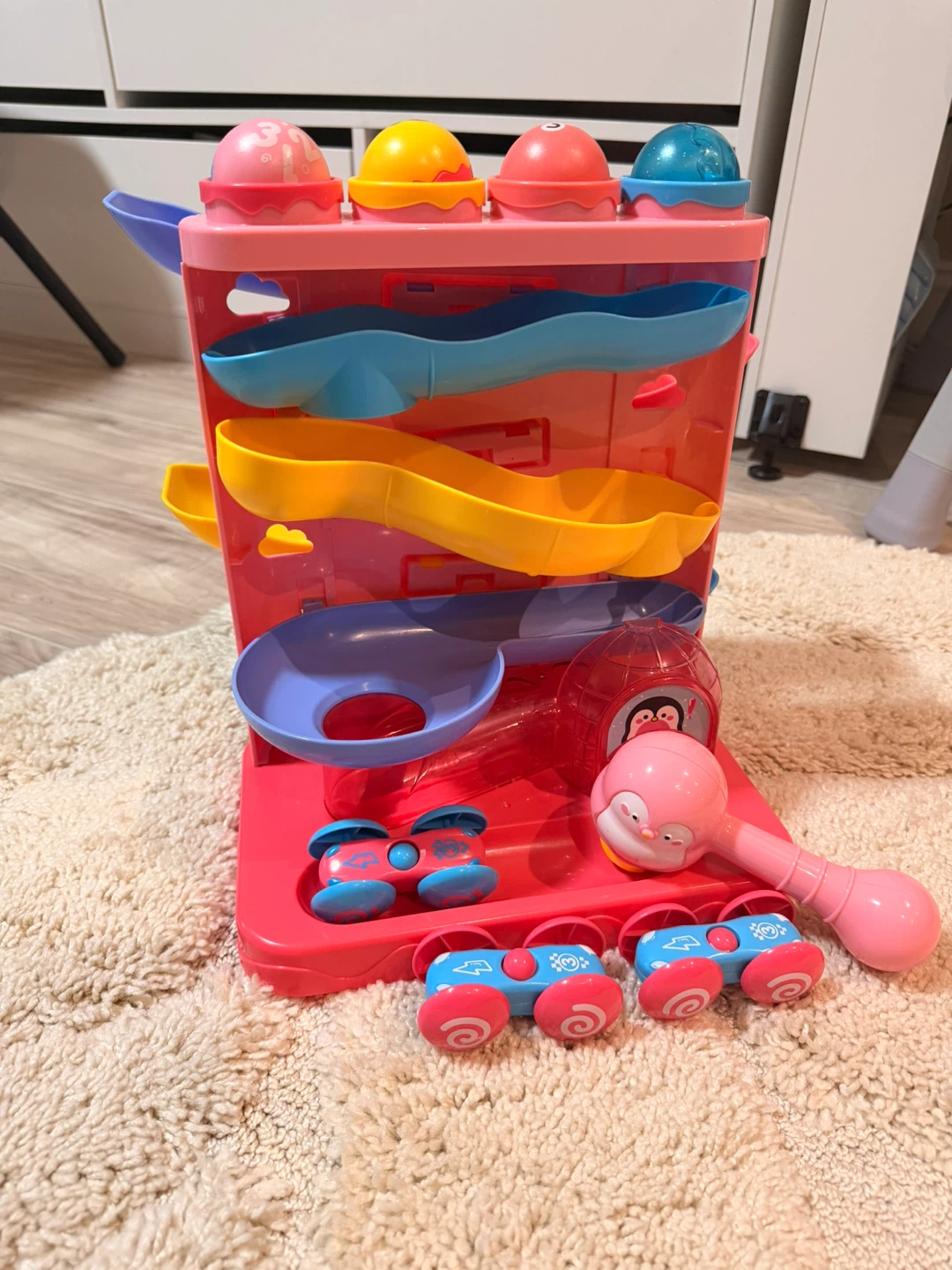 Toddler Ball Drop Ramp Toy with Cars
