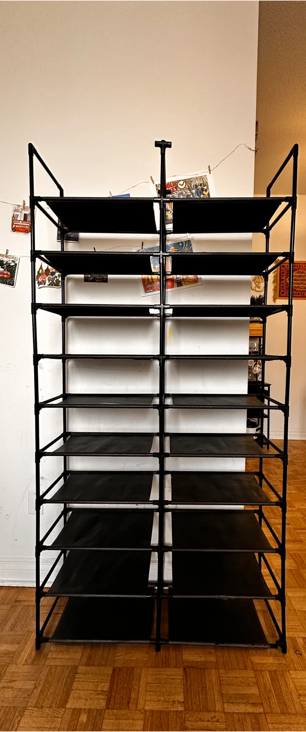10-Tier Black Shoe Rack Organizer