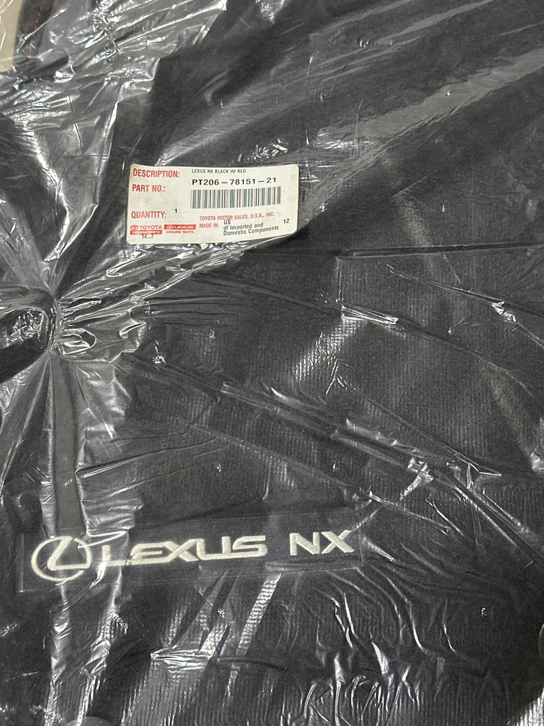 Lexus NX Black w/ Red Floor Mats PT206-78151-21 - photo 2