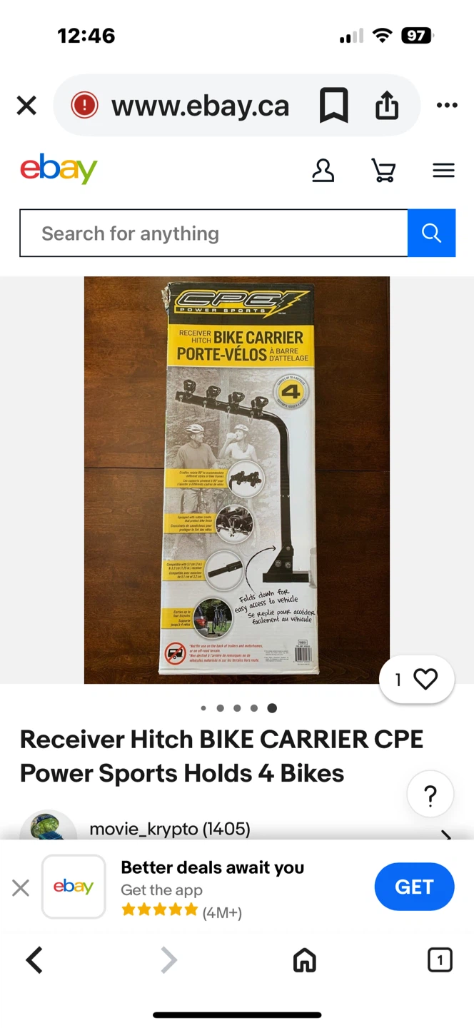 CPE Power Sports Receiver Hitch Bike Carrier - Holds 4 Bikes