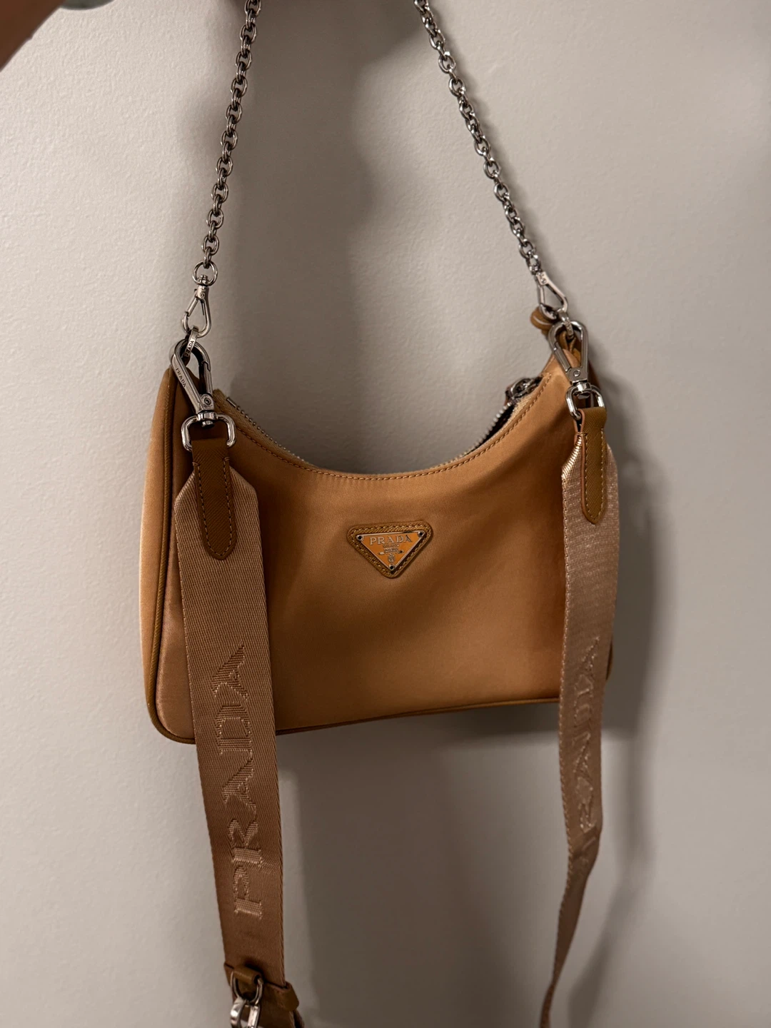 Prada Camel Shoulder Bag with Chain Strap