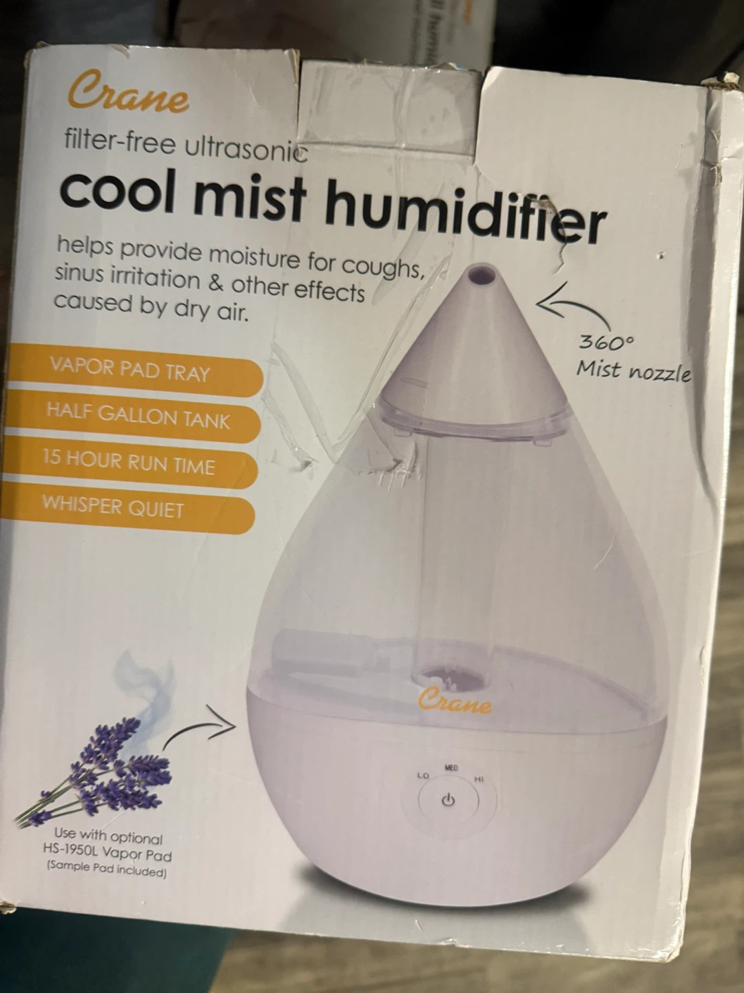 Crane Filter-Free Ultrasonic Cool Mist Humidifier