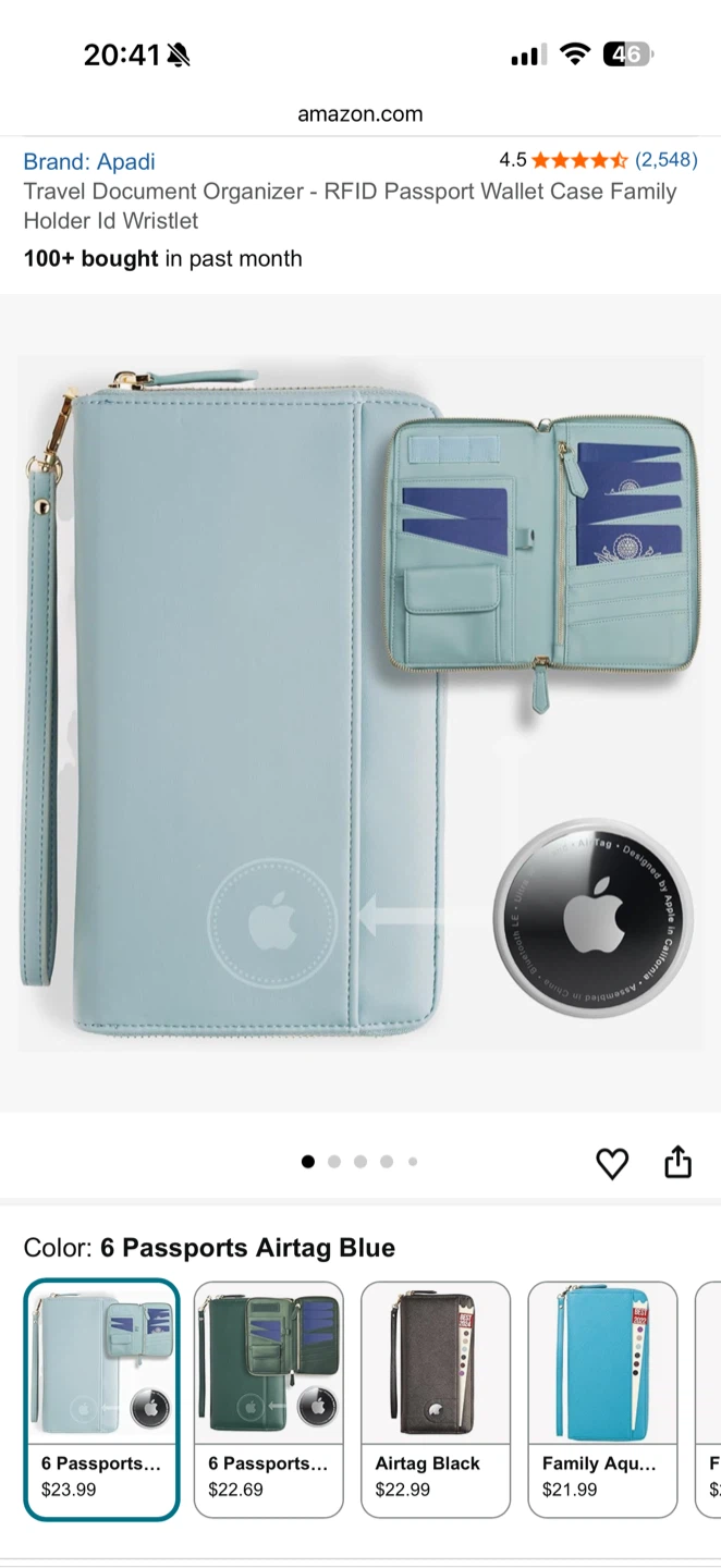 Travel Document Organizer RFID Passport Wallet Wristlet