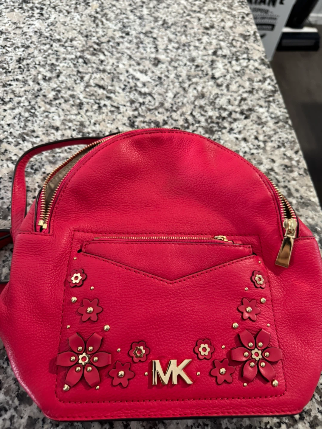 Michael Kors Pink Leather Flower Detail Backpack - photo 2