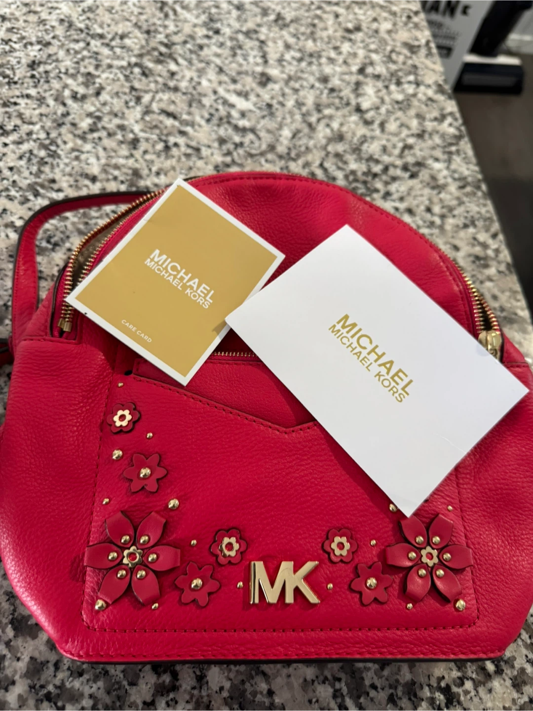 Michael Kors Pink Leather Flower Detail Backpack