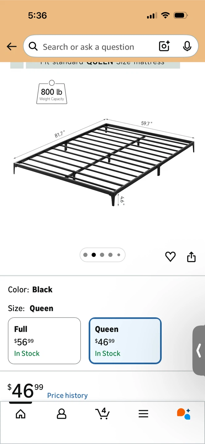 Queen Size Metal Bed Frame - photo 3