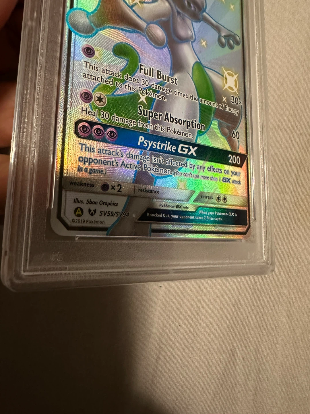 2019 Pokemon Mewtwo GX Hidden Fates FA Mint 9 PSA Graded Card - photo 5
