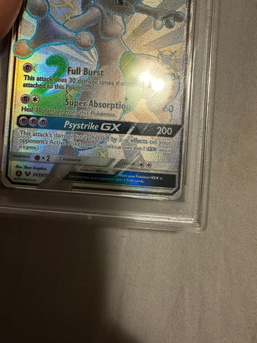 2019 Pokemon Mewtwo GX Hidden Fates FA Mint 9 PSA Graded Card - photo 2