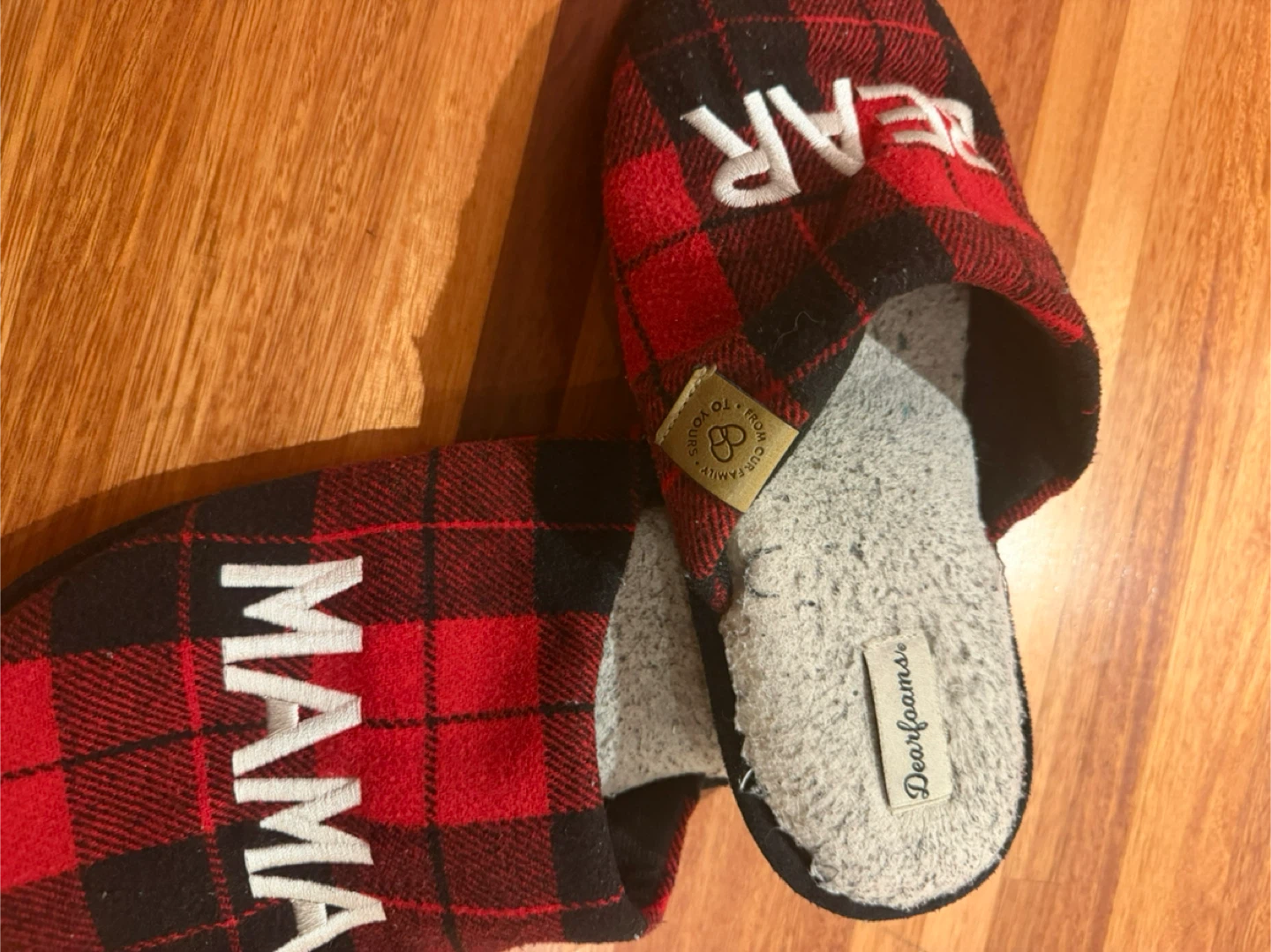 🥕Dearfoams Mama & Bear Plaid Slippers - photo 2